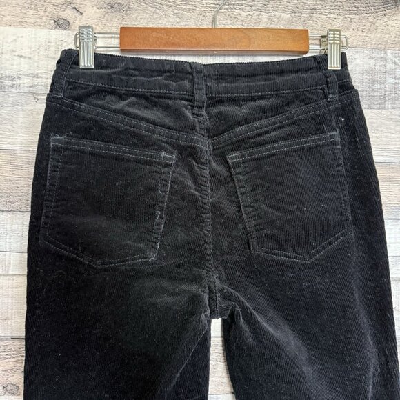 OAT NY Womens Black Corduroy High Rise Straight Leg Cropped Raw Hem Pant Size 27 - Picture 4 of 10